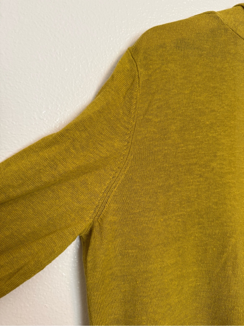 Eileen Fisher - Linen Open Front Goldenrod Yellow Sweater Cardigan - Large - Picture 7 of 14
